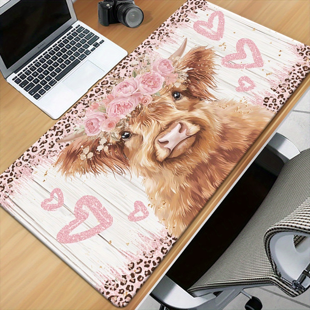 Highland Cow Desk Mat Pink Flo – Cow Mat Rubber Bewertung und Preis
