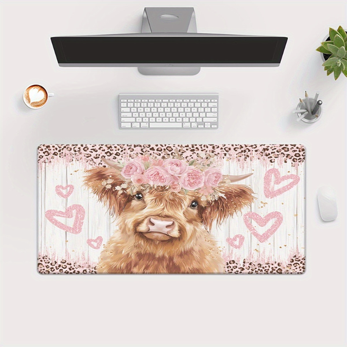 Highland Cow Desk Mat Pink Flo – Cow Mat Rubber Bewertung und Preis