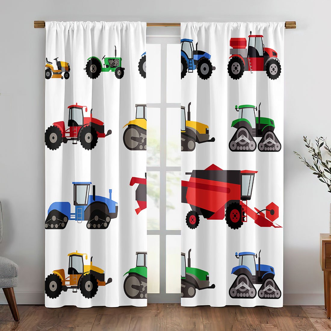Cartoon Tractor Curtain Colorf – Agriculture Farming Vehicles Bewertung und Preis