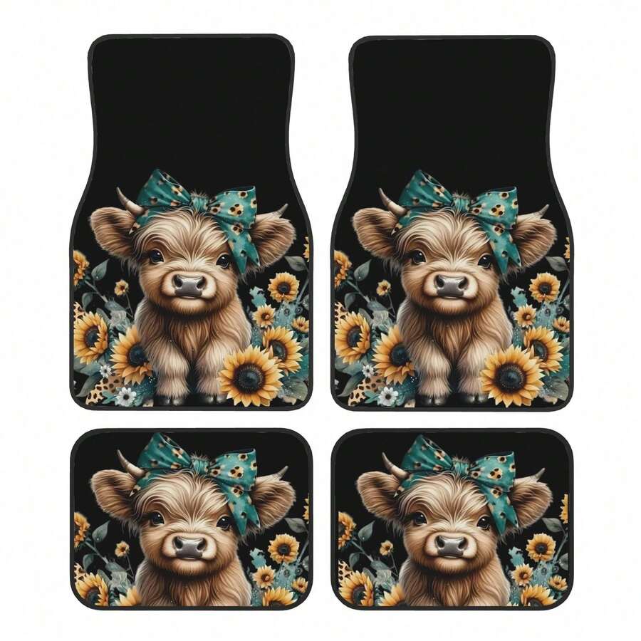4-Piece Highland Cow Car Floor – Cow Mat Rubber Bewertung und Preis