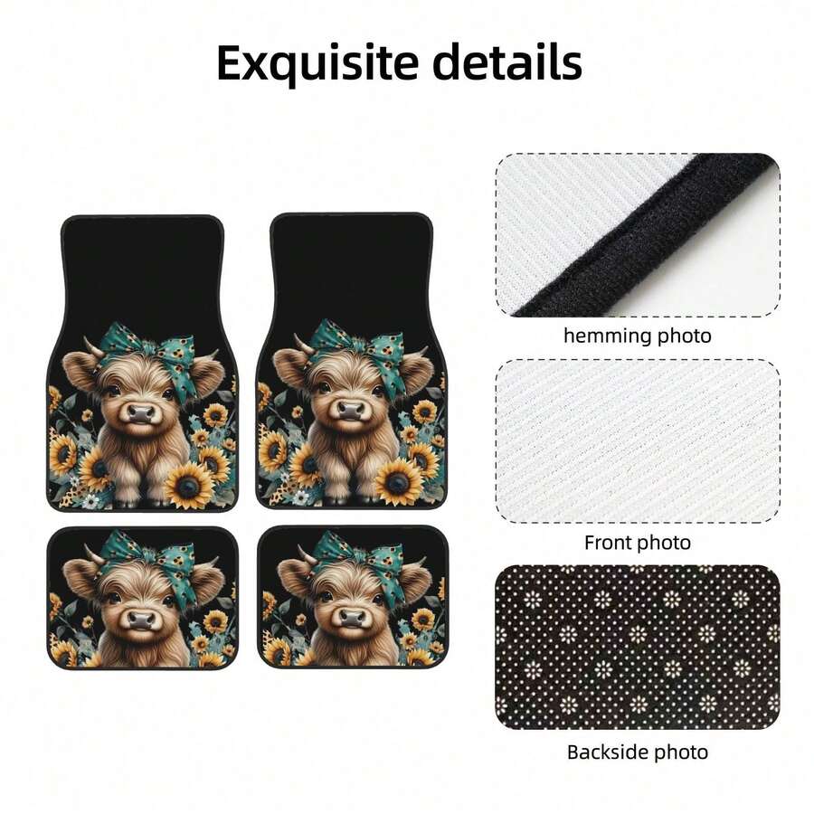 4-Piece Highland Cow Car Floor – Cow Mat Rubber Bewertung und Preis