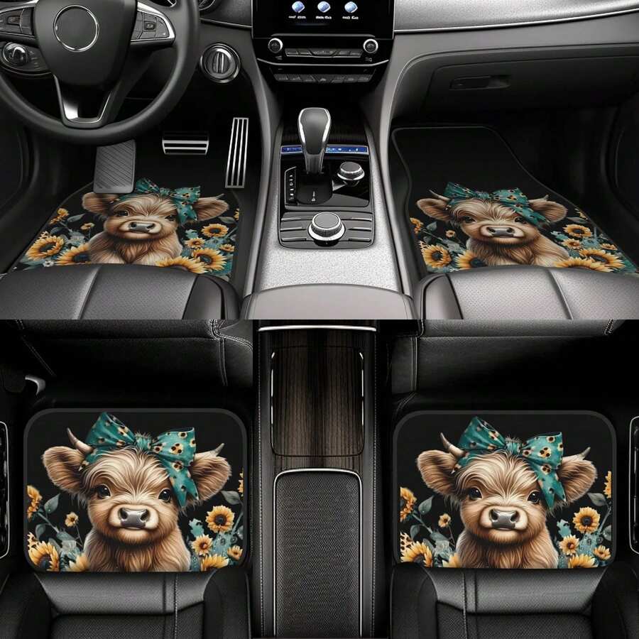 4-Piece Highland Cow Car Floor – Cow Mat Rubber Bewertung und Preis