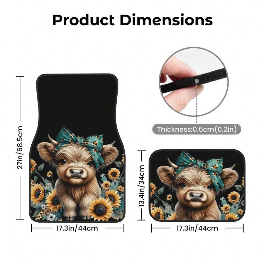 4-Piece Highland Cow Car Floor – Cow Mat Rubber Bewertung und Preis