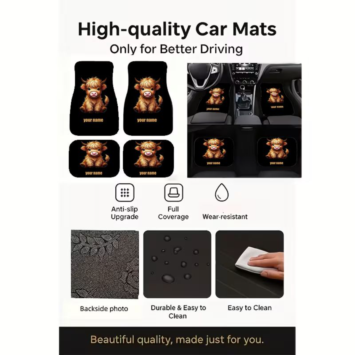 Universal 4 Pcs Car Floor Mats – Cow Mat Rubber Bewertung und Preis